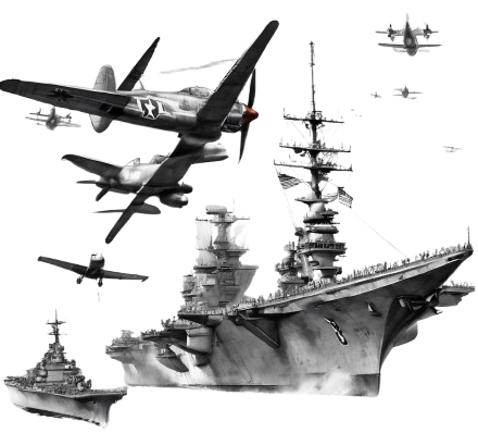 Warship and plane